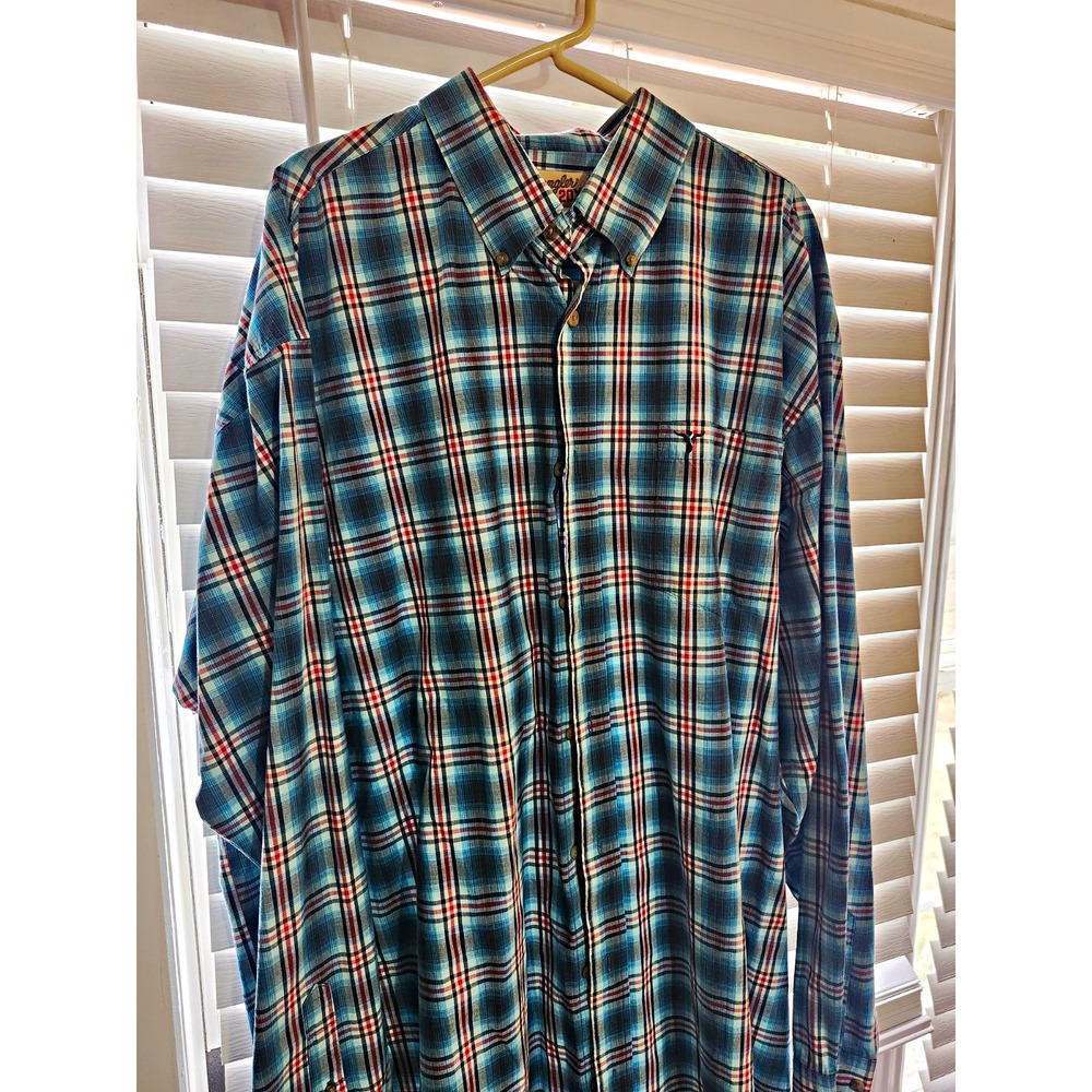 Men's 2x Plaid Button-Front Long Sleeve Shirt